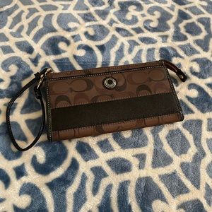 Coach Brown Signature Wristlet Wallet